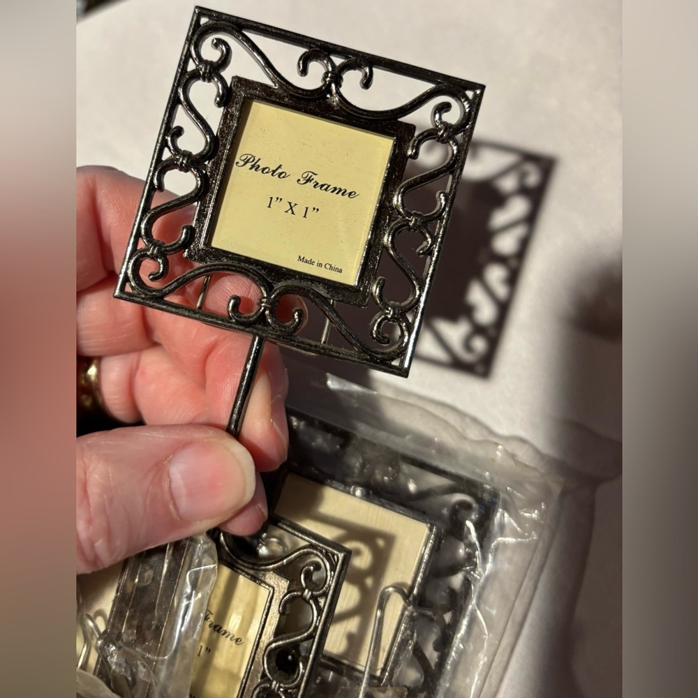 Metal Mini Photo Frames 1” X 1” On Stick Multi-use X 15 Wedding Reception, Party
